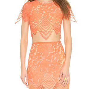 For Love and Lemons top and skirt orange xs